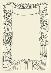 School theme, doodle style frame
