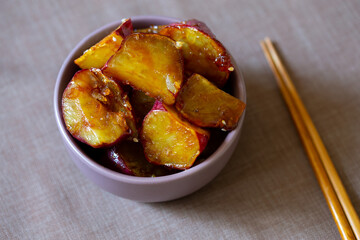 Deep-fried Sugar Glazed Sweet Potato Wedges