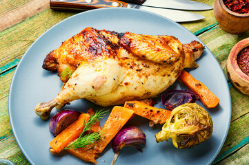 Roasted partridge with pumpkin