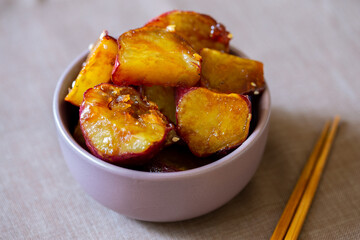 Deep-fried Sugar Glazed Sweet Potato Wedges