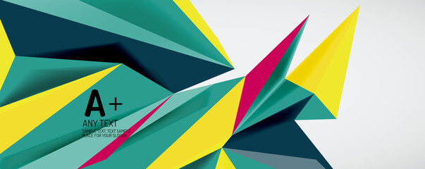 Vector triangle geometric backgrounds. Low poly 3d shape on light backdrop. Vector illustration for covers, banners, flyers and posters and other designs