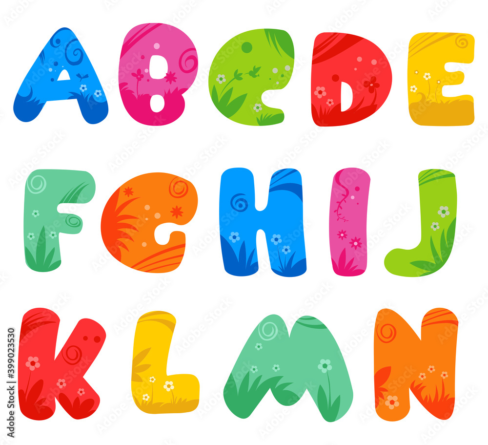 Fototapete stylized alphabets for autumn theme font vector image
