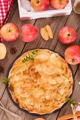 Apple tart with sugar cinnamon topping.
