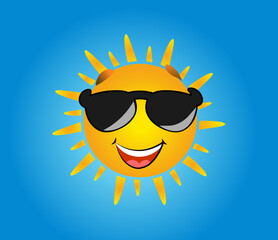 Sun with sun glasses , Hot Concept Logo Vector Illustration