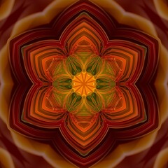 multicolored bowls rim lighting made into unique art images by repeating transformations patterns and intricate hexagonal floral fantasy designs