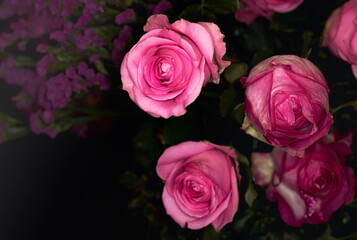 Close-up of a mixed bouquet of roses,summer flowers background.