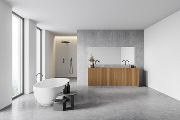 Fototapeta na wymiar White and concrete bathroom interior