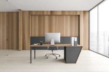 Modern wooden CEO office interior