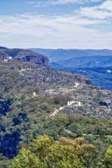 Scene of Narrow neck Road in Katoomba, The Blue Mountains National Park, Sydney Australia.