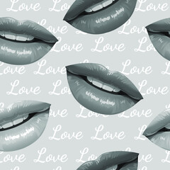 Sexy lips seamless pattern. Bright lipstick. Pink lips. Fashion illustration