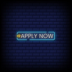 Fototapeta premium Apply now neon signs style text