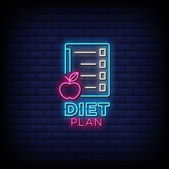 Diet plan neon signs style text