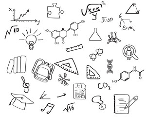 Set of education concept icons in hand draw style vector