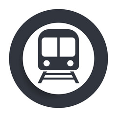 Train icon flat vector round button clean black and white design concept isolated illustration