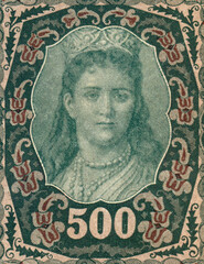 Królowa Jadwiga Andegaweńska - żona Władysława Jagiełły - portret na banknocie 500 marek polskich z datą 23 sierpnia 1919									
