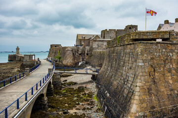 Castle Cornet on Saint Peter Port - capital of Guernsey - British Crown dependency in English...