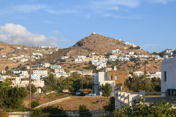 Obraz premium Beautiful Cycladic architecture of Ios Island. Ios is a popular tourist destination in the Aegean Sea. Cyclades Islands, Greece