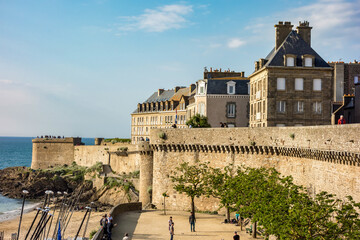 Cityscape of Saint-Malo. Saint-Malo is a walled port city in Brittany in northwestern France on English Channel. - obrazy, fototapety, plakaty