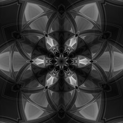 monochrome black and white image of cooking bowls rim lighting made into unique art images by repeating transformations