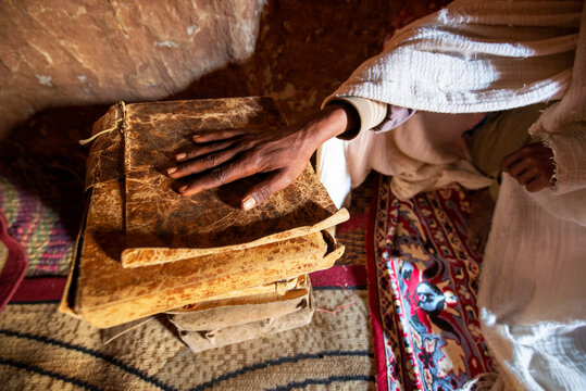 Hand on Ancient Giiz Bible