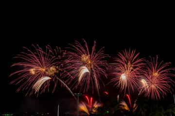 Fototapeta na wymiar Bursting of Fireworks festival in the night.