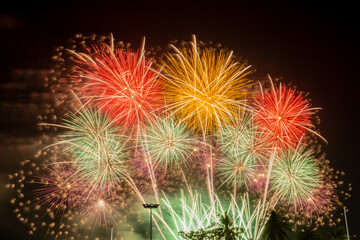 Bursting of Fireworks festival in the night.