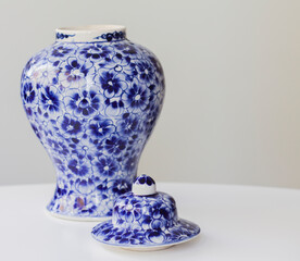 blue vase on white background