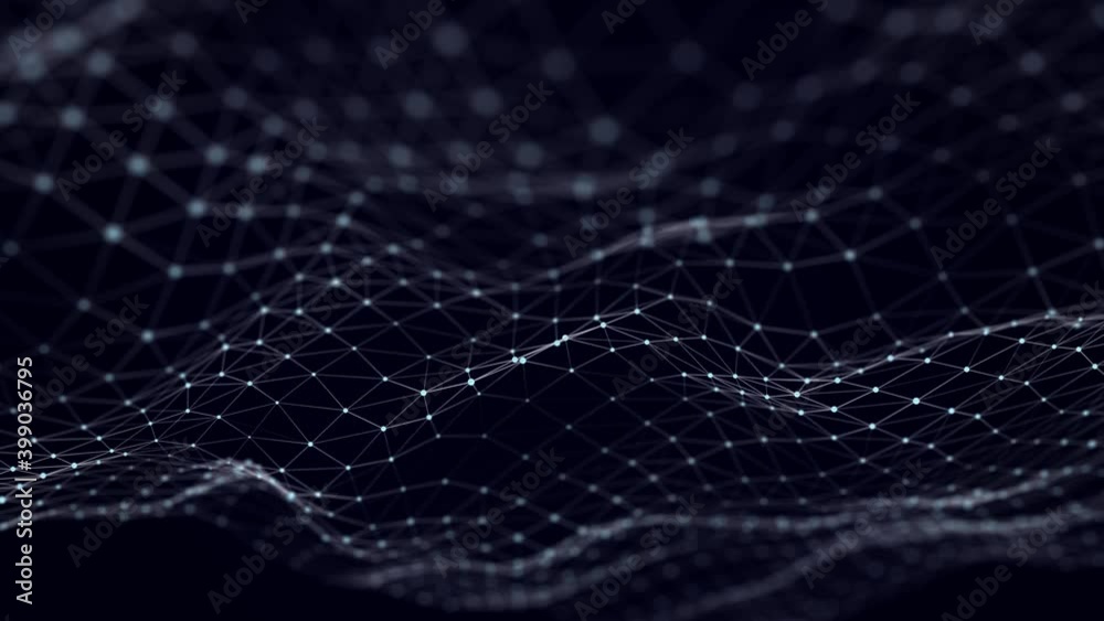 Aufkleber The structure of the network connection of points and lines. Data technology. 3D rendering. Seamless loop.