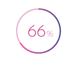 66% percent circle chart symbol. 66 percentage Icons for business, finance, report, downloading