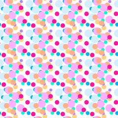 Fototapeta na wymiar Seamless pattern with multi-colored yellow, orange, green, pink, purple, blue bright ovals on a white background. Use for fabric, textile, napkins, packaging, web design, children's things.