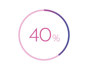 40% percent circle chart symbol. 40 percentage Icons for business, finance, report, downloading