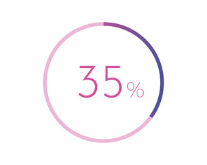 35% percent circle chart symbol. 35 percentage Icons for business, finance, report, downloading