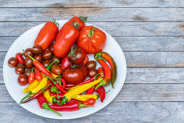 Chilis und Tomaten aus dem Garten