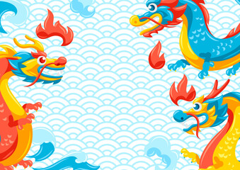 Fototapeta na wymiar Background with Chinese dragons.