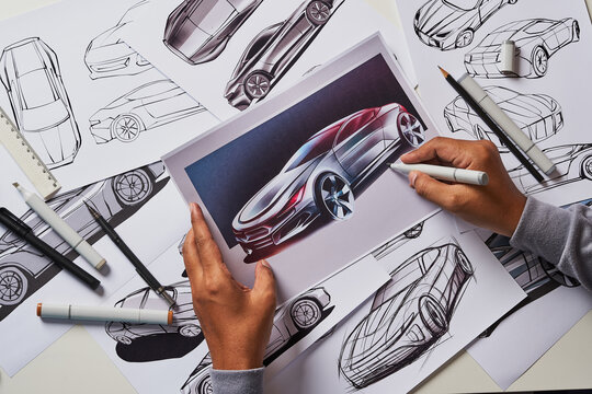 Designer Engineer Automotive Design drawing Sketch Development Prototype Concept Car Industrial Creative.