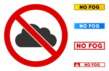 No Cloud sign with captions in rectangular frames. Illustration style is a flat iconic symbol inside red crossed circle on a white background. Simple No Cloud vector sign, designed for rules,