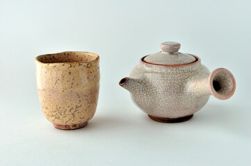萩焼の急須と湯呑