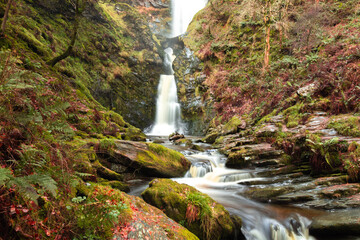 Pistyll Rhaeadr, Wales waterfall in december 