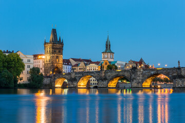 Fototapeta na wymiar Charles Bridge and Vltava River at Prague.