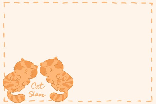 Cute cats portrait with cats sweet pastel pattern background, Drawing Illustration from digital program technique in computer, Design for greeting card or diary design, Cat slave s or lazy concept.