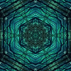 many patterns shapes and hexagonal floral fantasy design derived from enchanted forest  mixture of young and mature deciduous trees