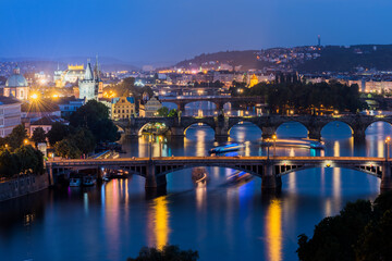 Fototapeta na wymiar Prague cityscape at sunset in Czech Republic.