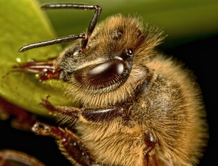 Macro photograph of the eye of a live honeybee.
