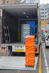 Naklejka premium Stacked Boxes Cart Truck