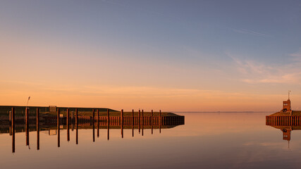 sunset over the harbor