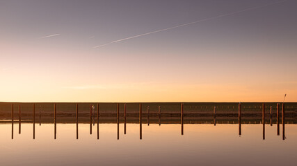 sunset over the harbor