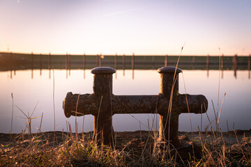 sunset over the harbor