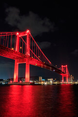 Fototapeta na wymiar 夜の若戸大橋　福岡県北九州市　Wakato oohashi Bridge at night Fukuoka-ken Kitakyusyu city