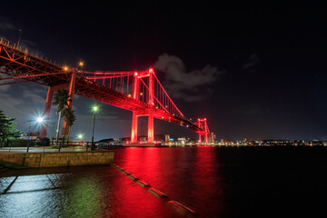 夜の若戸大橋　福岡県北九州市　Wakato oohashi Bridge at night Fukuoka-ken Kitakyusyu city