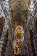 Fototapeta premium Interior of St. Vitus Cathedral at Prague Castle in Czech Republic.